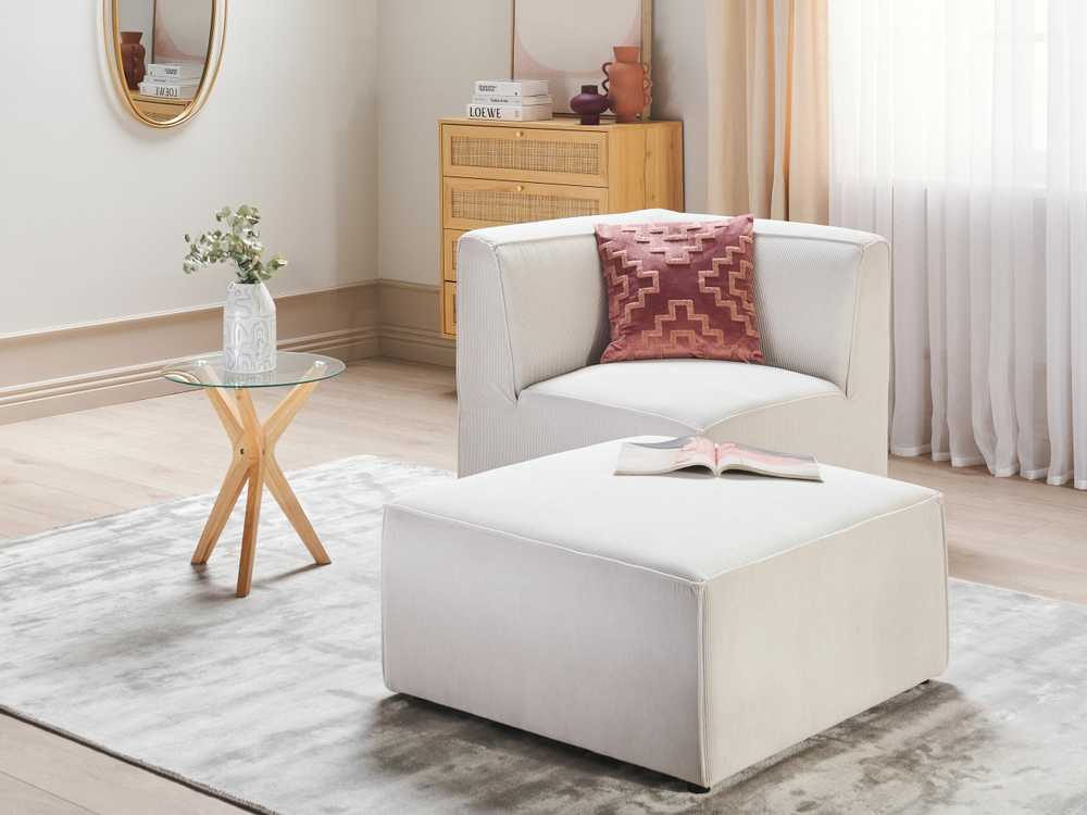 Sofa Beliani Kampinis modulis LEMVIG, kreminės spalvos, velvetinis