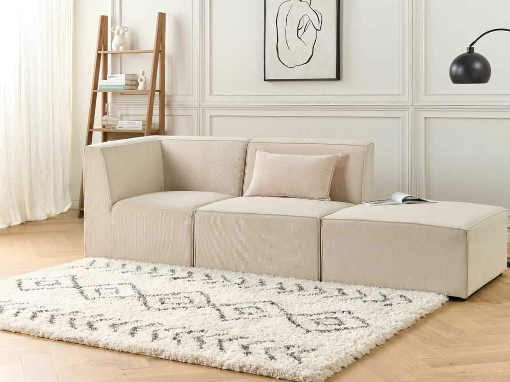 Sofa Beliani Kampinis modulis LEMVIG šviesiai smėlio spalvos velvetinis