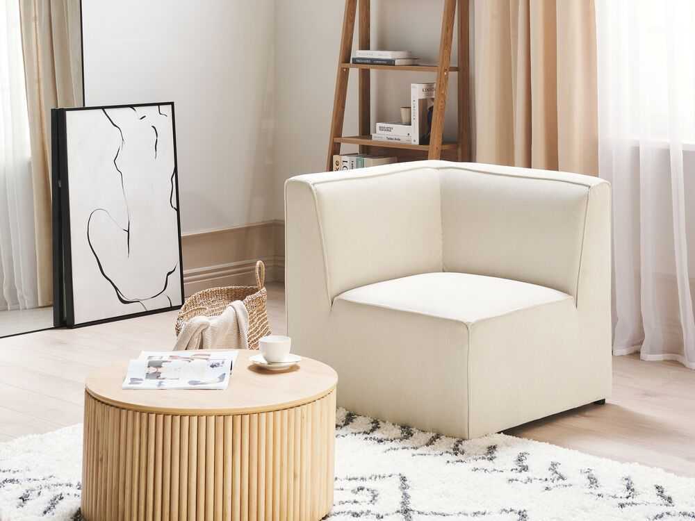 Sofa Beliani Kampinis modulis LEMVIG šviesiai smėlio spalvos velvetinis