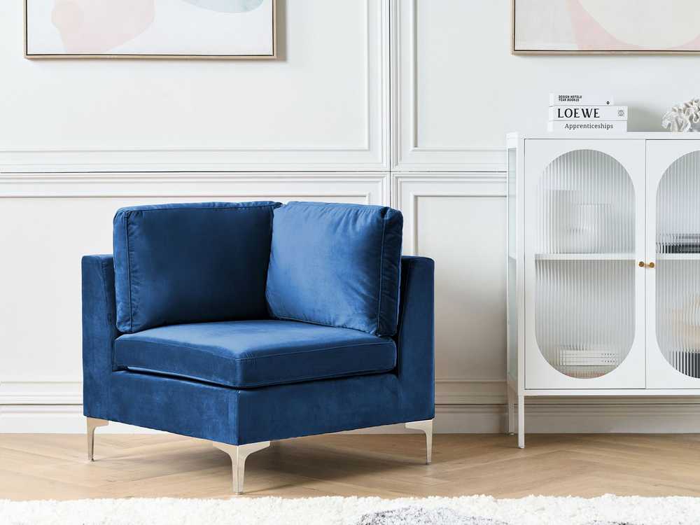 Sofa Beliani Kampinis modulis EVJA tamsiai mėlynas veliūras