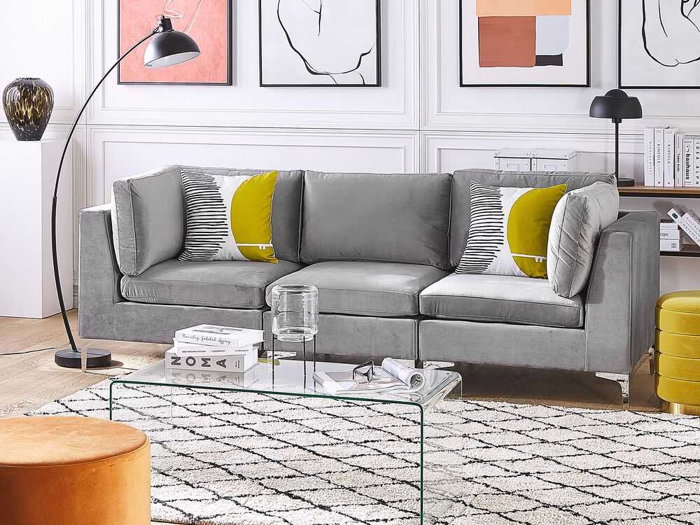 Sofa Beliani Kampinis modulis EVJA, pilkas veliūras