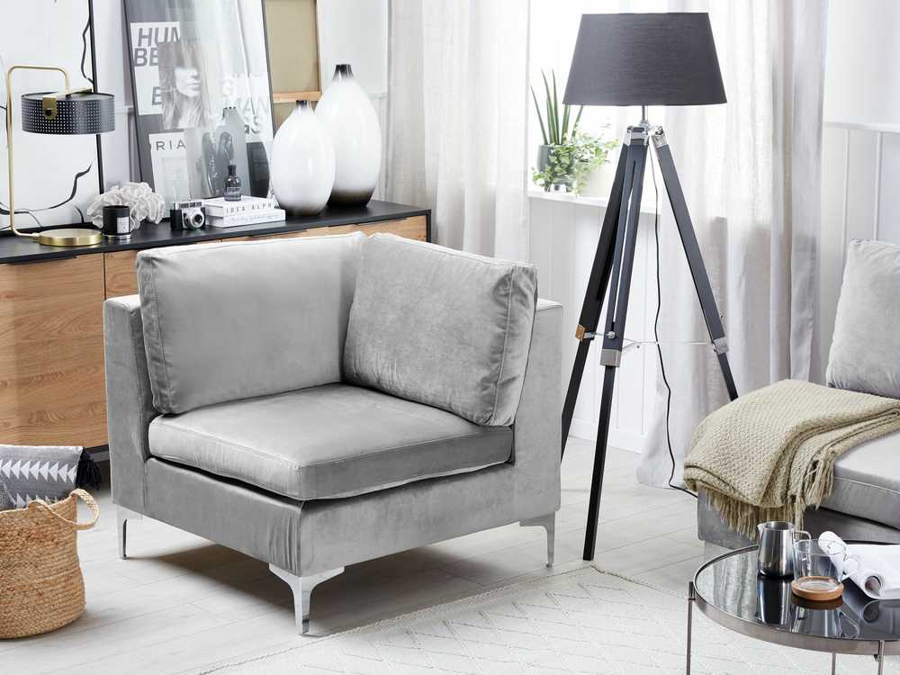 Sofa Beliani Kampinis modulis EVJA, pilkas veliūras