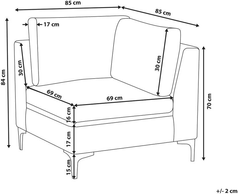 Sofa Beliani Kampinis modulis EVJA, rožinis veliūras