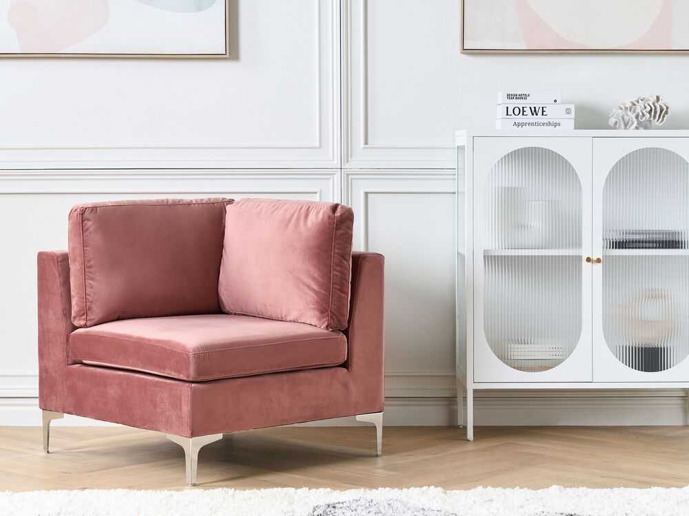 Sofa Beliani Kampinis modulis EVJA, rožinis veliūras