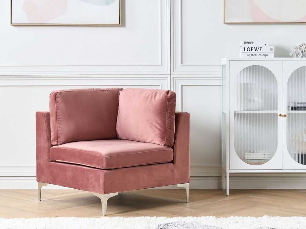 Sofa Beliani Kampinis modulis EVJA, rožinis veliūras