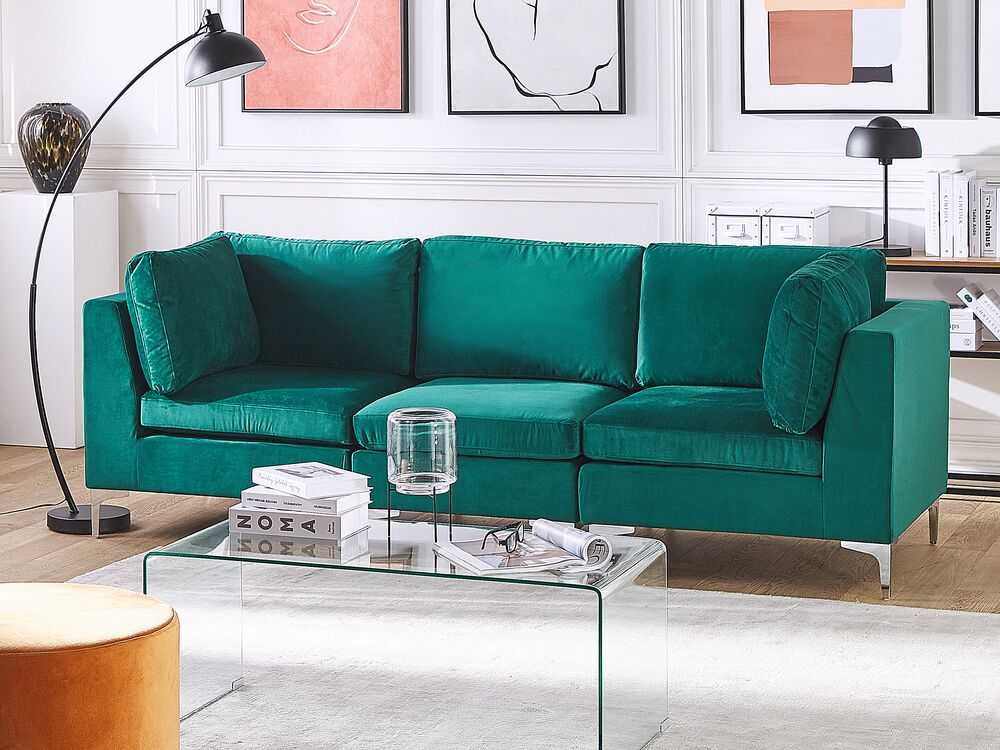 Sofa Beliani Kampinis modulis EVJA, žalias veliūras