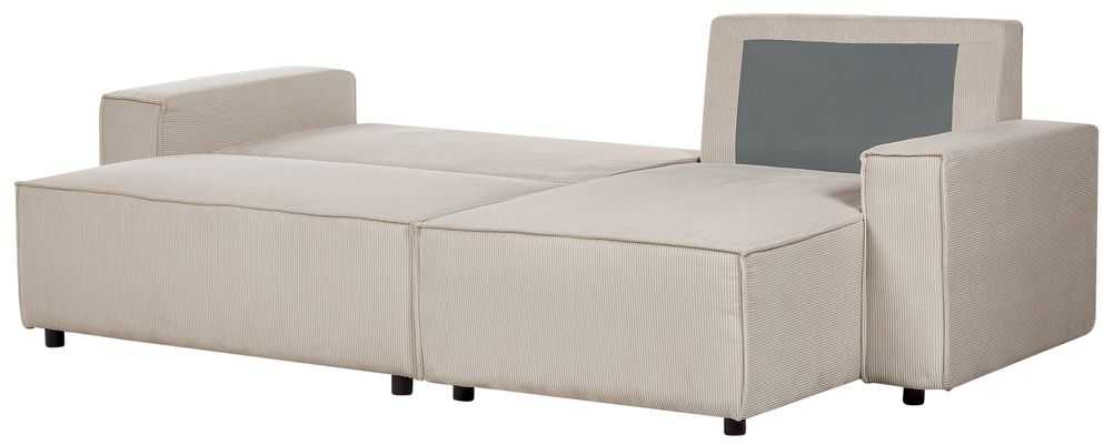 Beliani Išskleidžiama 3 vietų kampinė sofa ABACKA, velvetas, smėlio spalvos, kairinė