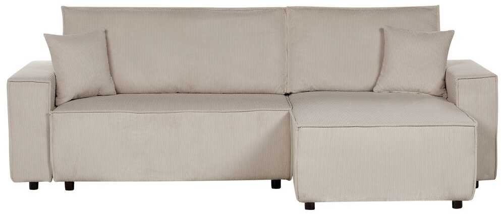 Beliani Išskleidžiama 3 vietų kampinė sofa ABACKA, velvetas, smėlio spalvos, kairinė