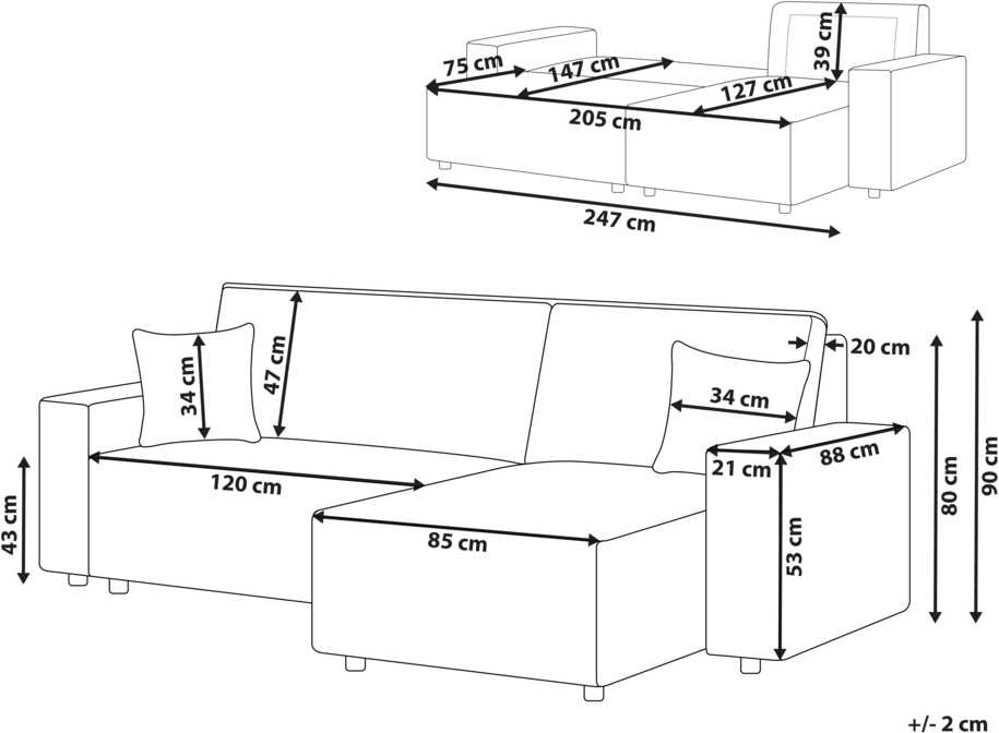 Beliani Išskleidžiama 3 vietų kampinė sofa ABACKA, velvetas, smėlio spalvos, kairinė