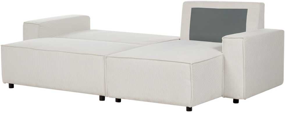 Sofa Beliani Išskleidžiamas kampe statomas 3 vietų sofos komplektas ABACKA, velvetas, kreminė balta, kairinė pusė