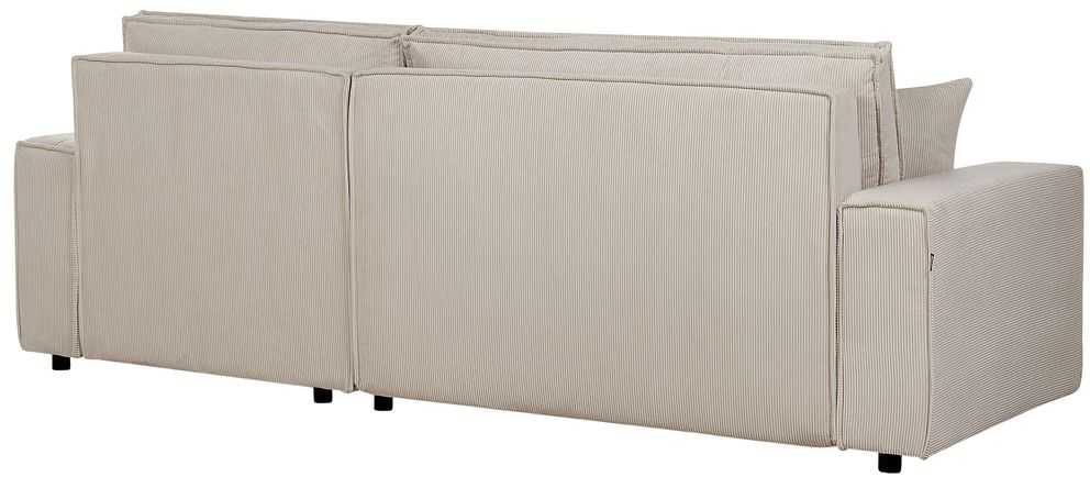 Beliani Išskleidžiama 3 vietų kampinė sofa ABACKA, velvetas, smėlio spalvos, kairinė