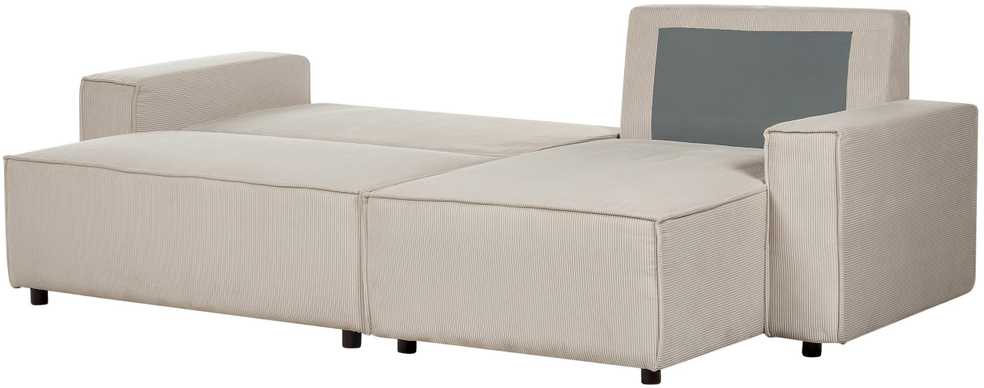 Beliani Išskleidžiama 3 vietų kampinė sofa ABACKA, velvetas, smėlio spalvos, kairinė