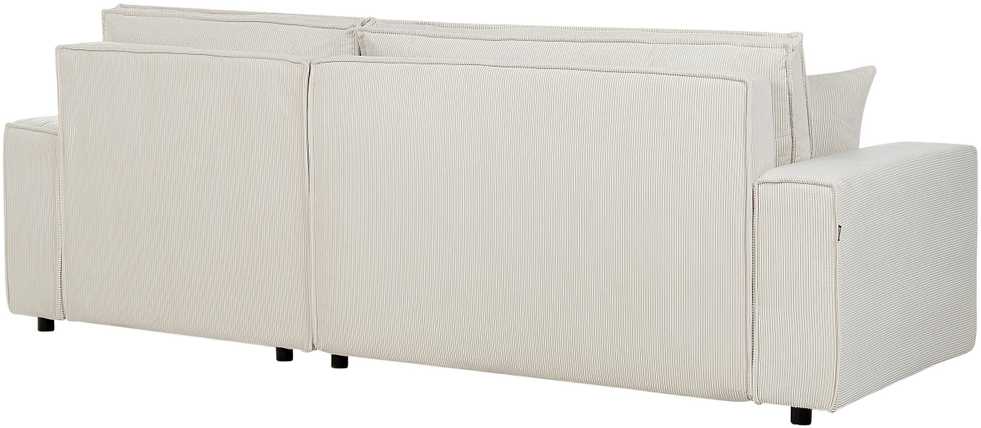 Sofa Beliani Išskleidžiamas kampe statomas 3 vietų sofos komplektas ABACKA, velvetas, kreminė balta, kairinė pusė