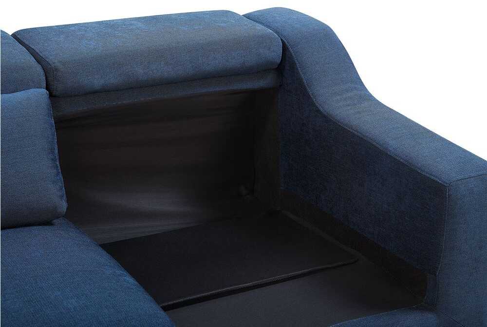 Beliani Keturvietė kampinė sofa GLOSLI tamsiai mėlyna, kairinė