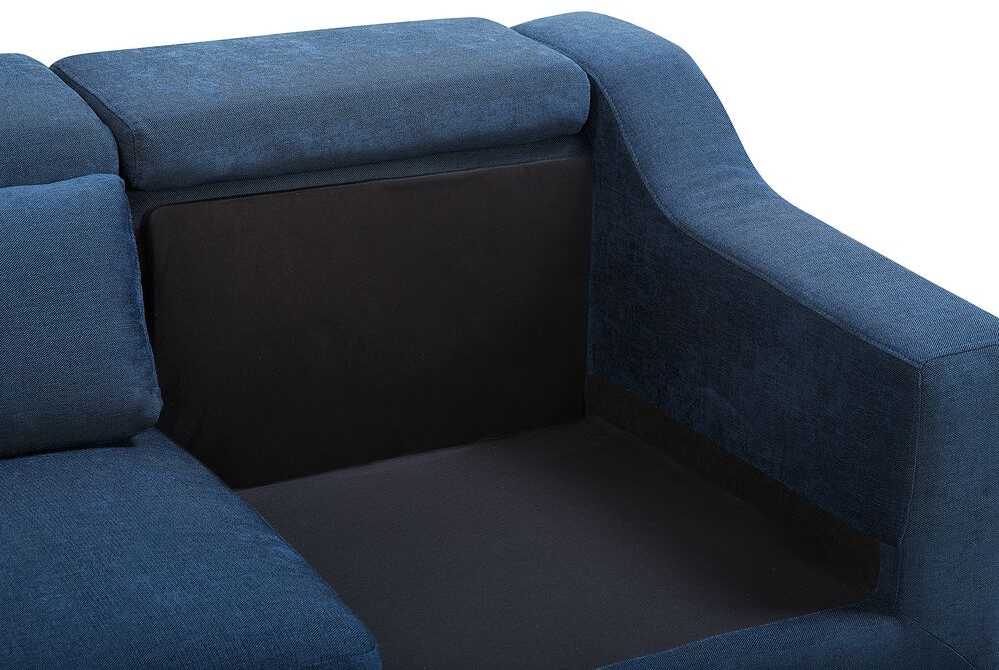 Beliani Keturvietė kampinė sofa GLOSLI tamsiai mėlyna, kairinė