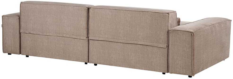 Beliani HELLNAR modulinė kampinė sofa 3 vietų su pufu, šviesiai ruda, kairinė