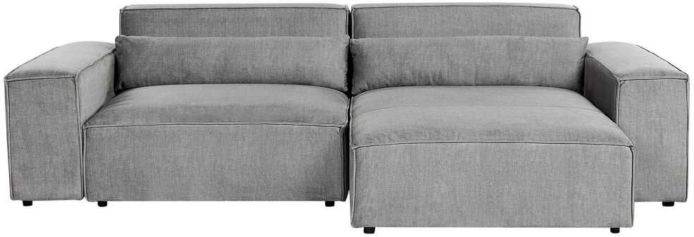 Beliani Trijų vietų modulinė sofa HELLNAR kairinė, pilka su otomane