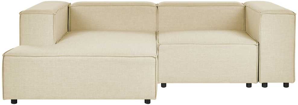 Beliani Modulinė kampinė sofa APRICA, sintetinis linas, smėlio spalvos, dešininė