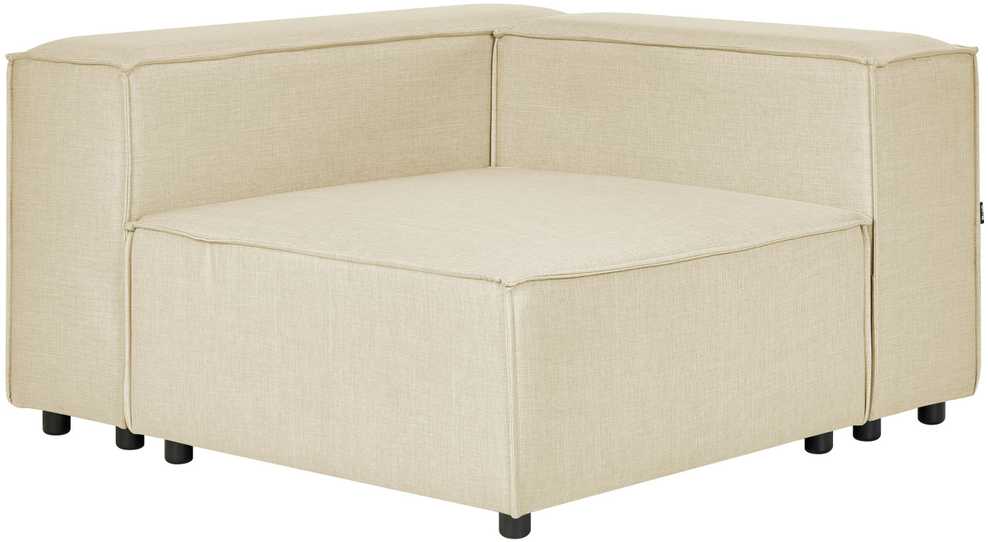 Beliani Modulinė kampinė sofa APRICA, sintetinis linas, smėlio spalvos, dešininė