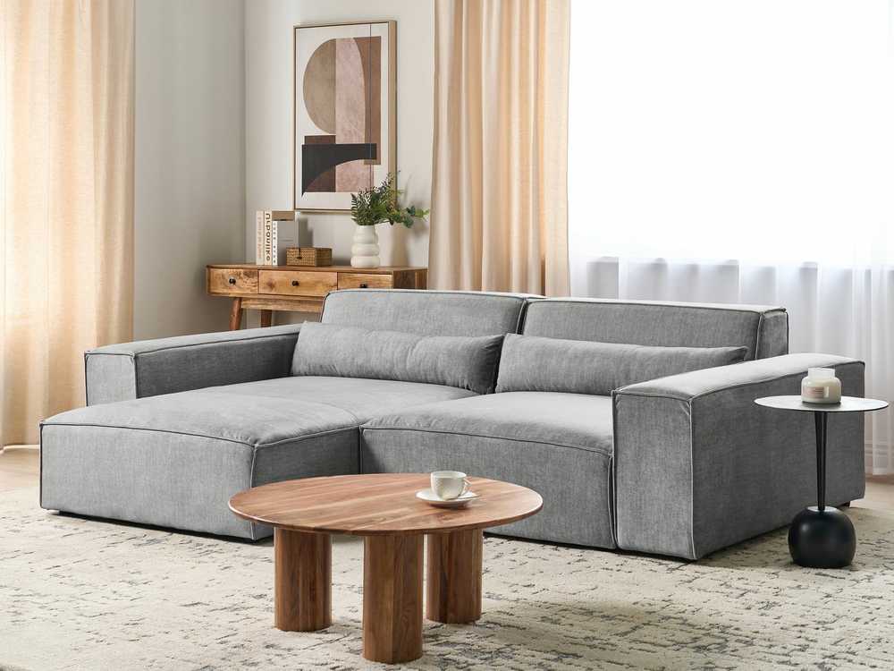 Beliani Modulinė 3 vietų kampinė sofa „HELLNAR“, dešininė, pilka