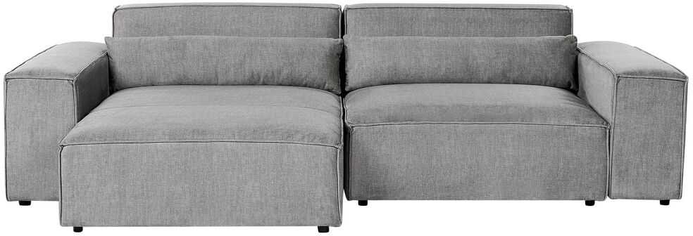 Beliani Modulinė 3 vietų kampinė sofa HELLNAR dešininė, pilka su otomane