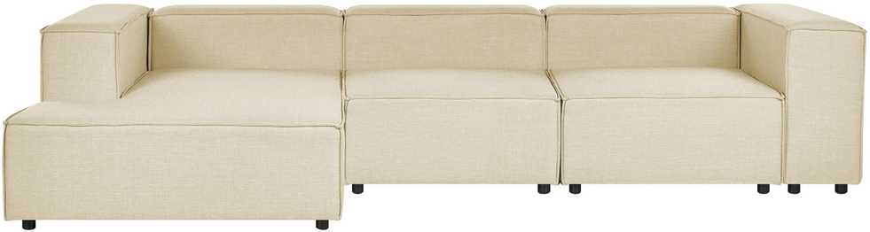 Beliani Modulinė 3 vietų sofa APRICA iš sintetinio lino, smėlio spalvos, dešininė