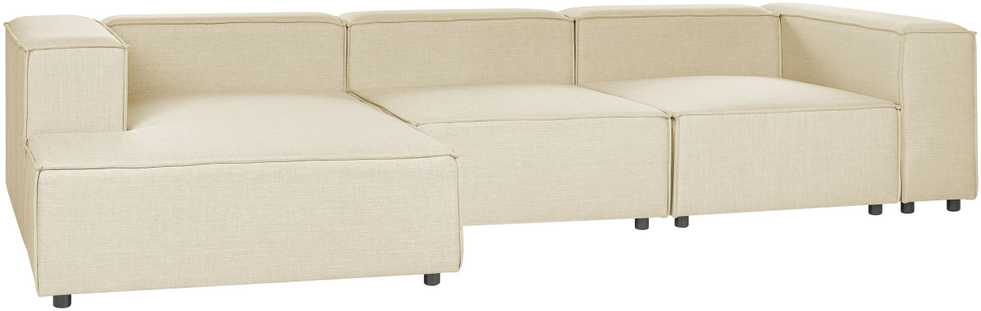 Beliani Modulinė 3 vietų sofa APRICA iš sintetinio lino, smėlio spalvos, dešininė