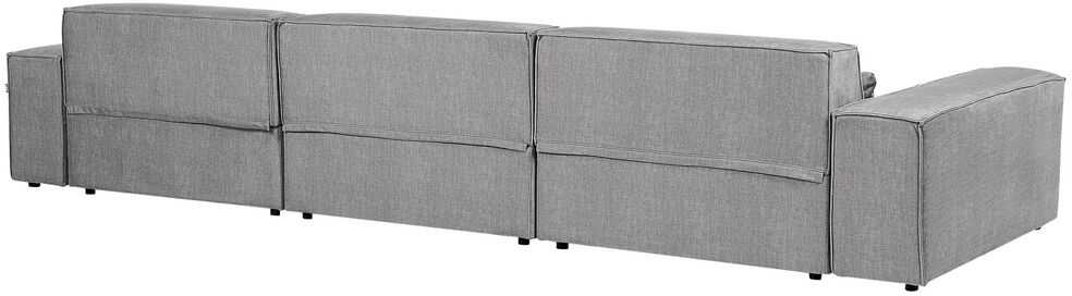 Beliani Modulinė 5 vietų kampinė sofa „HELLNAR“, dešininė, pilka, su otomanu