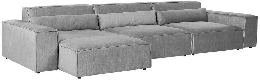 Beliani Modulinė 5 vietų kampinė sofa „HELLNAR“, dešininė, pilka, su otomanu