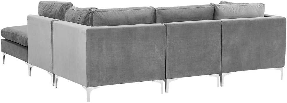 Beliani 4 vietų modulinė sofa EVJA, kairinė, pilkas veliūras su otomane