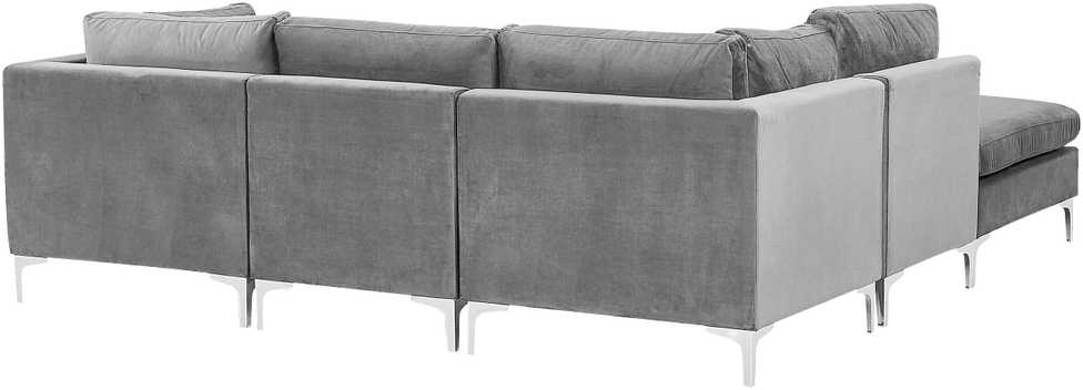 Beliani 4 vietų modulinė sofa EVJA, dešininė, pilka, veliūrinė, su otomane