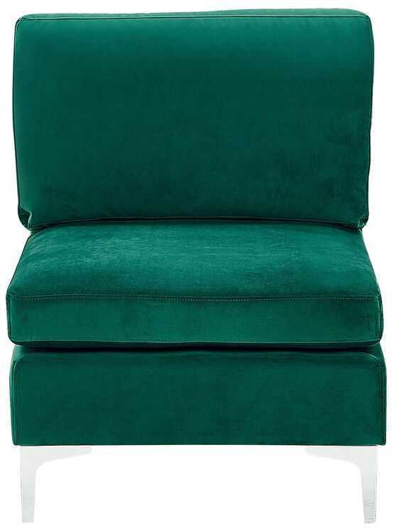 Beliani 4 vietų modulinė sofa EVJA, dešininė, žalia veliūrinė, su otomane
