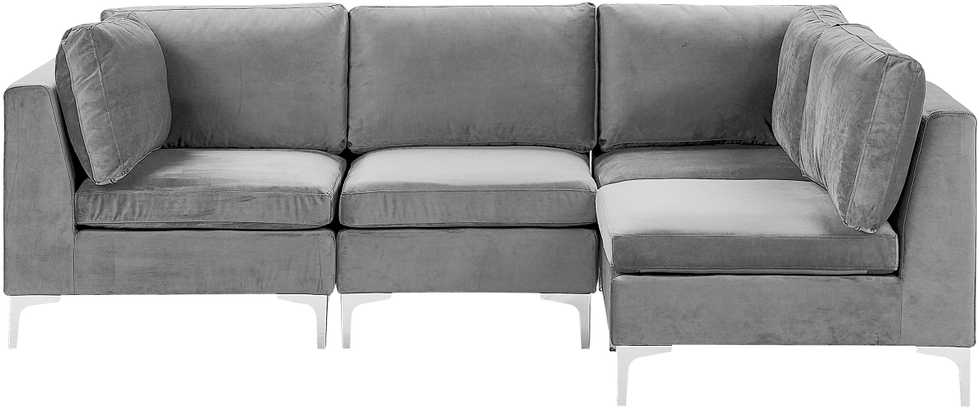 Beliani 4 vietų modulinė kampinė sofa EVJA, kairinė, pilkas veliūras