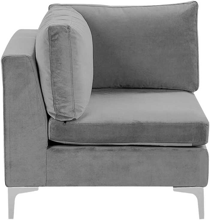 Beliani 4 vietų modulinė sofa EVJA dešininė pilka veliūrinė