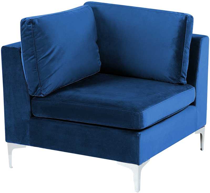 Sofa Beliani EVJA modulinis kampas 5 asmenims su pufu, tamsiai mėlynas veliūras, kairinis