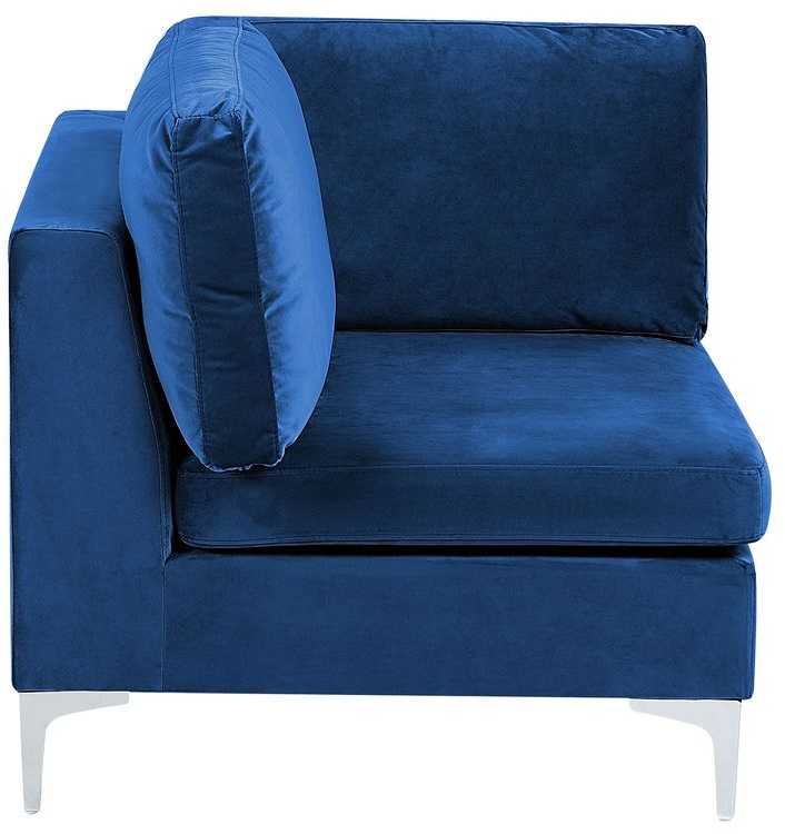 Beliani EVJA modulinė kampinė sofa 5 asmenims, tamsiai mėlyno veliūro, kairinė
