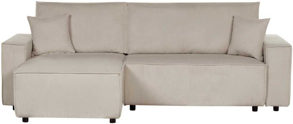 Beliani Išskleidžiama kampinė sofa ABACKA, Velvetas, Smėlio spalva, Dešininė