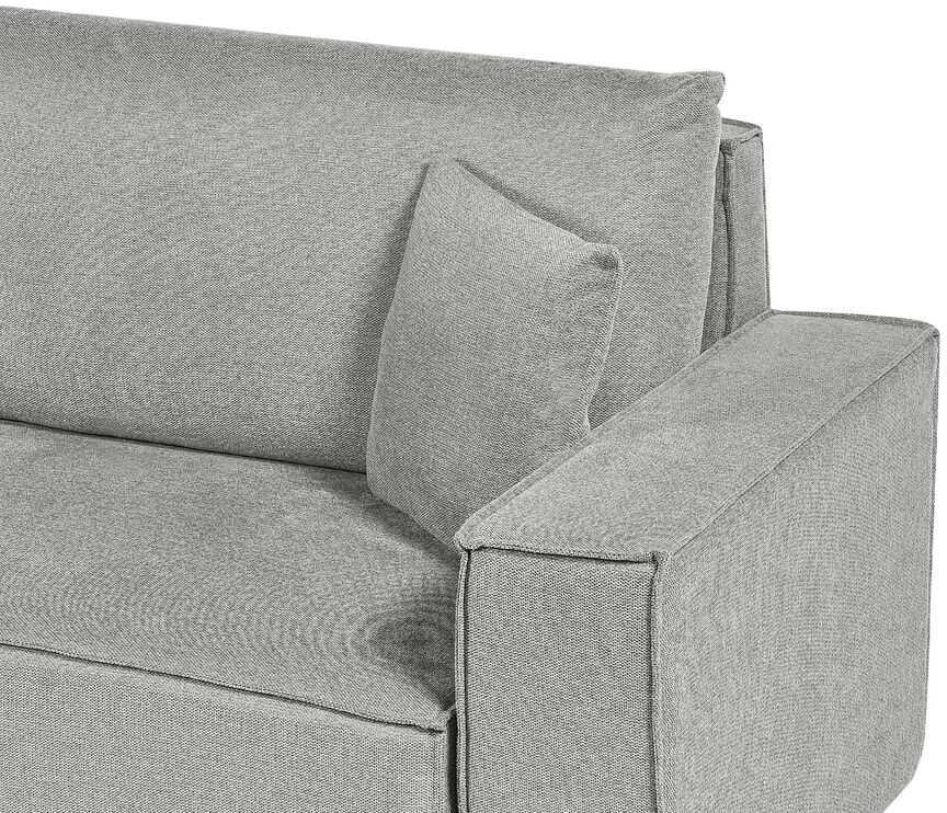 Beliani Išskleidžiama kampinė sofa KARILA pilka su patalynės dėže, dešininė