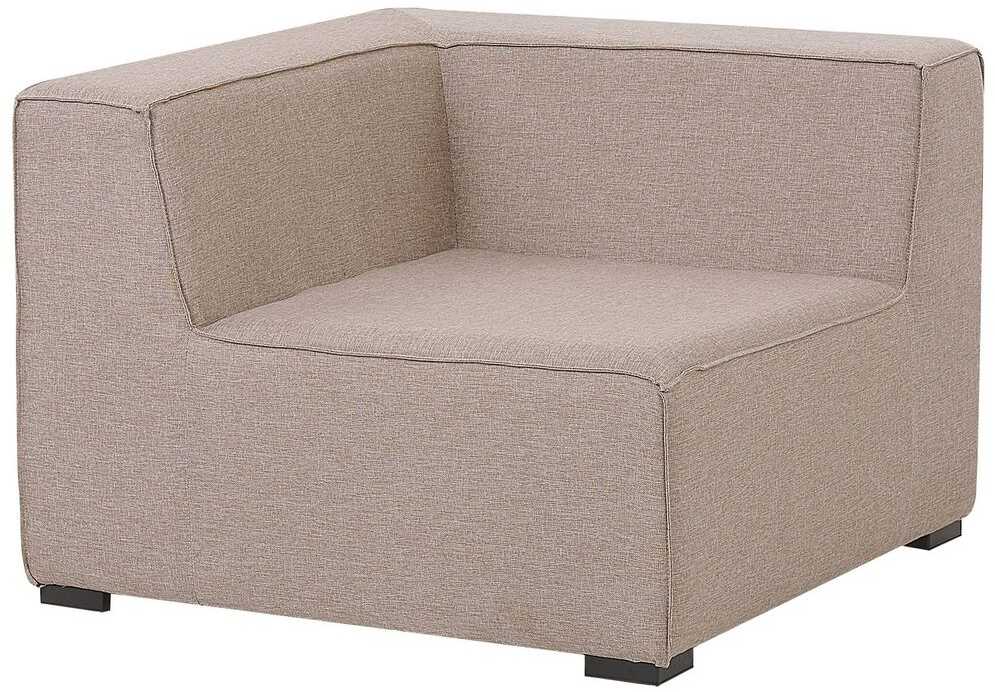 Lauko baldų komplektas Beliani Modulinis sodo kampas AREZZO su pufu, 7 vietų, dešininis, smėlio spalvos