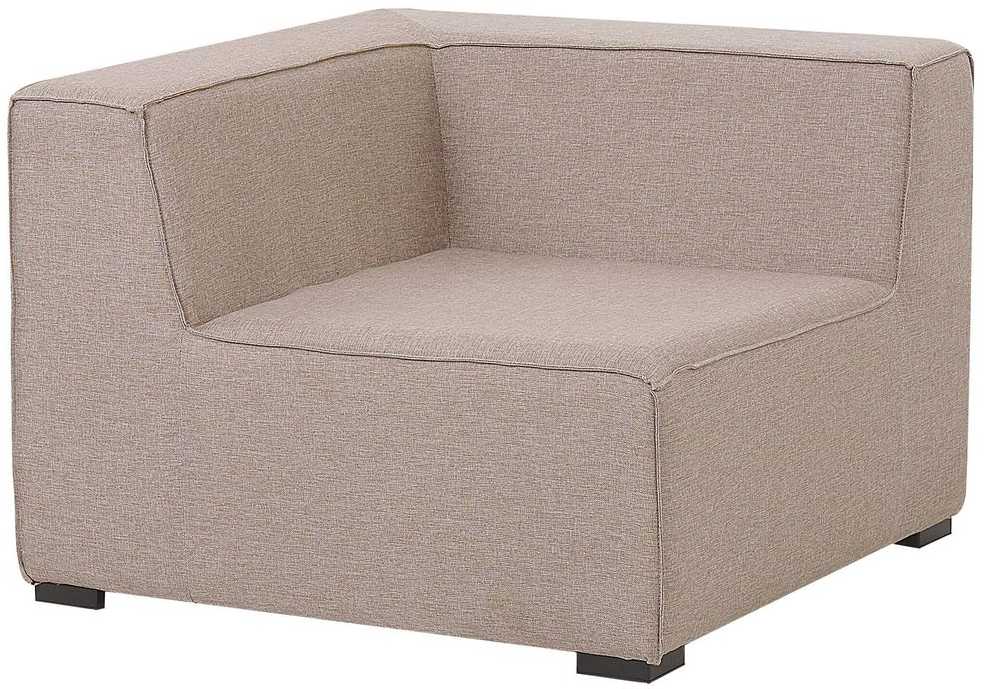 Lauko baldų komplektas Beliani Modulinis sodo kampas su pufų komplektu 7 asmenims AREZZO, kairinis, smėlio spalvos
