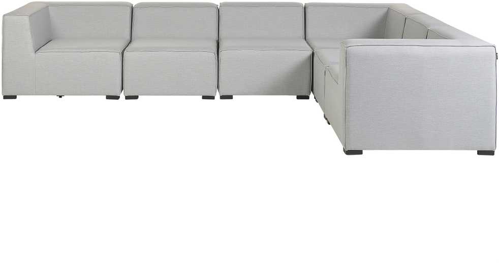 Lauko baldų komplektas Beliani Sodo kampinė sofa su pufu 7 asmenims AREZZO kairinė šviesiai pilka modulinė