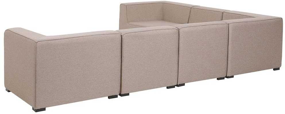 Lauko baldų komplektas Beliani Modulinis sodo kampas AREZZO su pufu, 7 vietų, dešininis, smėlio spalvos