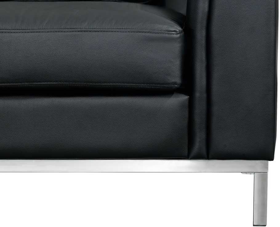 Beliani 5 vietų kampinė sofa OSLO, natūrali oda, juoda su otomanu, dešininė