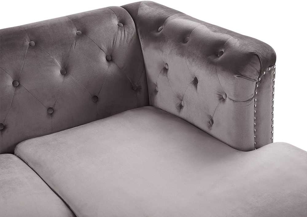 Beliani Trivietė kampinė sofa FLEN, veliūrinė, pilka, L-formos