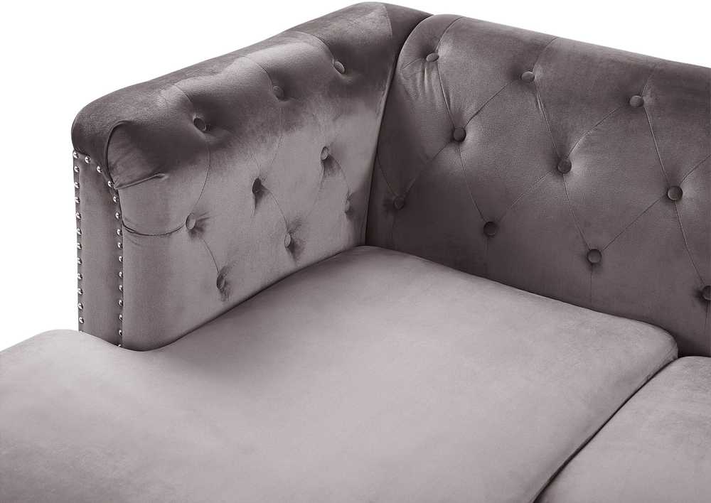 Beliani Trivietė kampinė sofa FLEN veliūrinė pilka