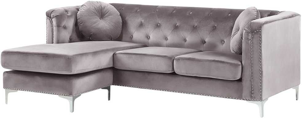 Beliani Trivietė kampinė sofa FLEN veliūrinė pilka