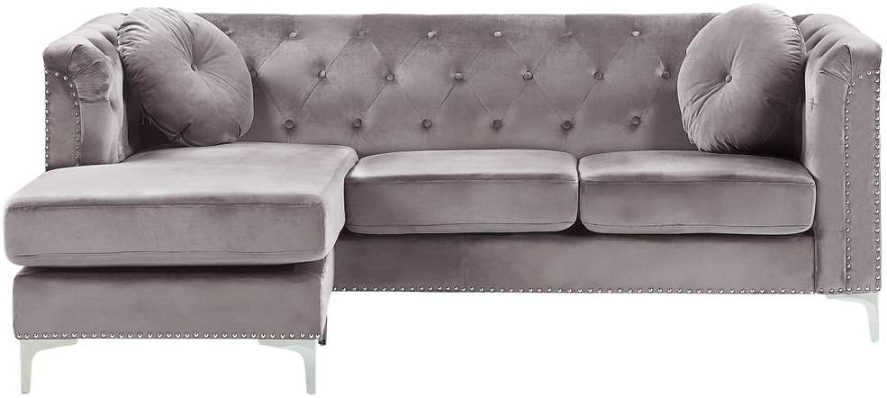 Beliani Trivietė kampinė sofa FLEN veliūrinė pilka