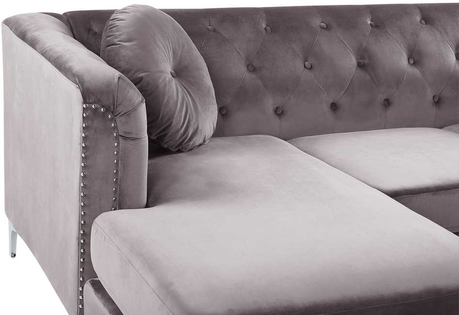 Beliani Trivietė kampinė sofa FLEN veliūrinė pilka