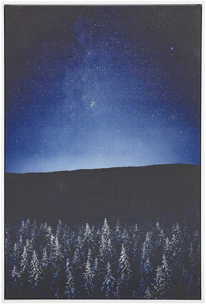 Patalynės komplektas Beliani Vaizdas ant drobės naktinio rėmo peizažas 63 x 93 cm mėlyna -juoda LORETO!
