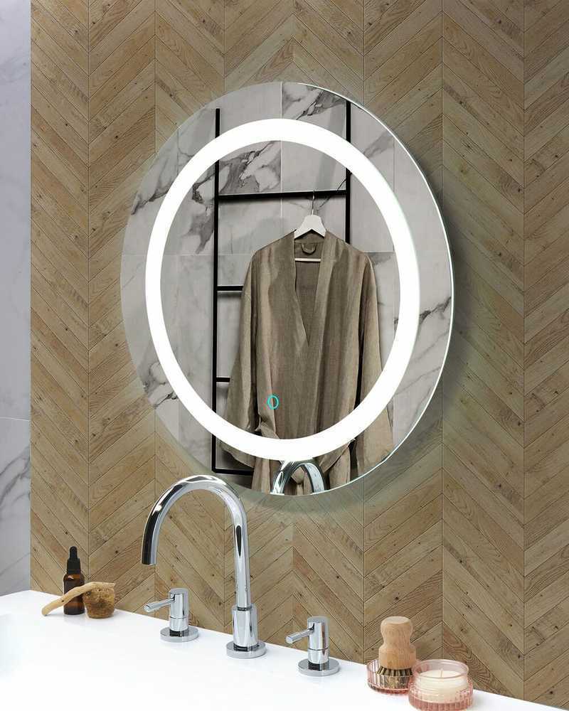 Beliani Vonios veidrodis su LED apšvietimu SELUNE 58 cm sidabrinis